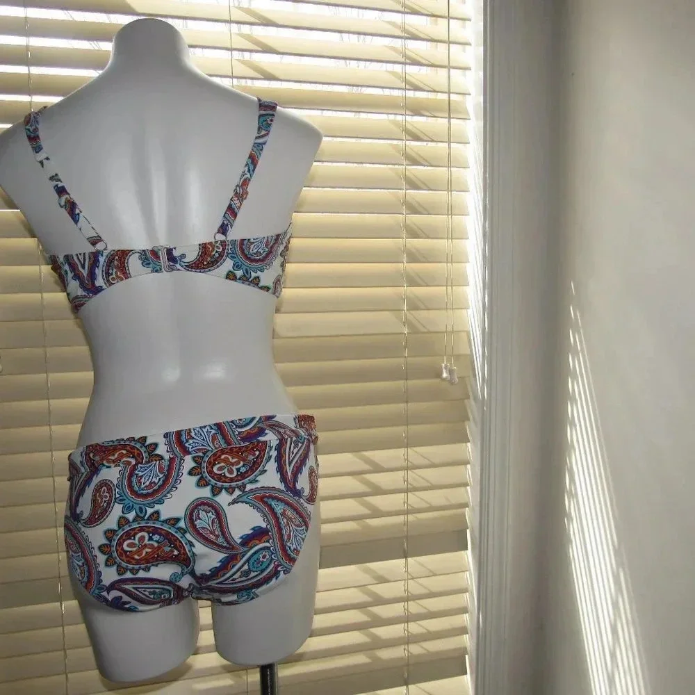 LANDS' END Multicolor Print 2 Piece Swim Top Botto